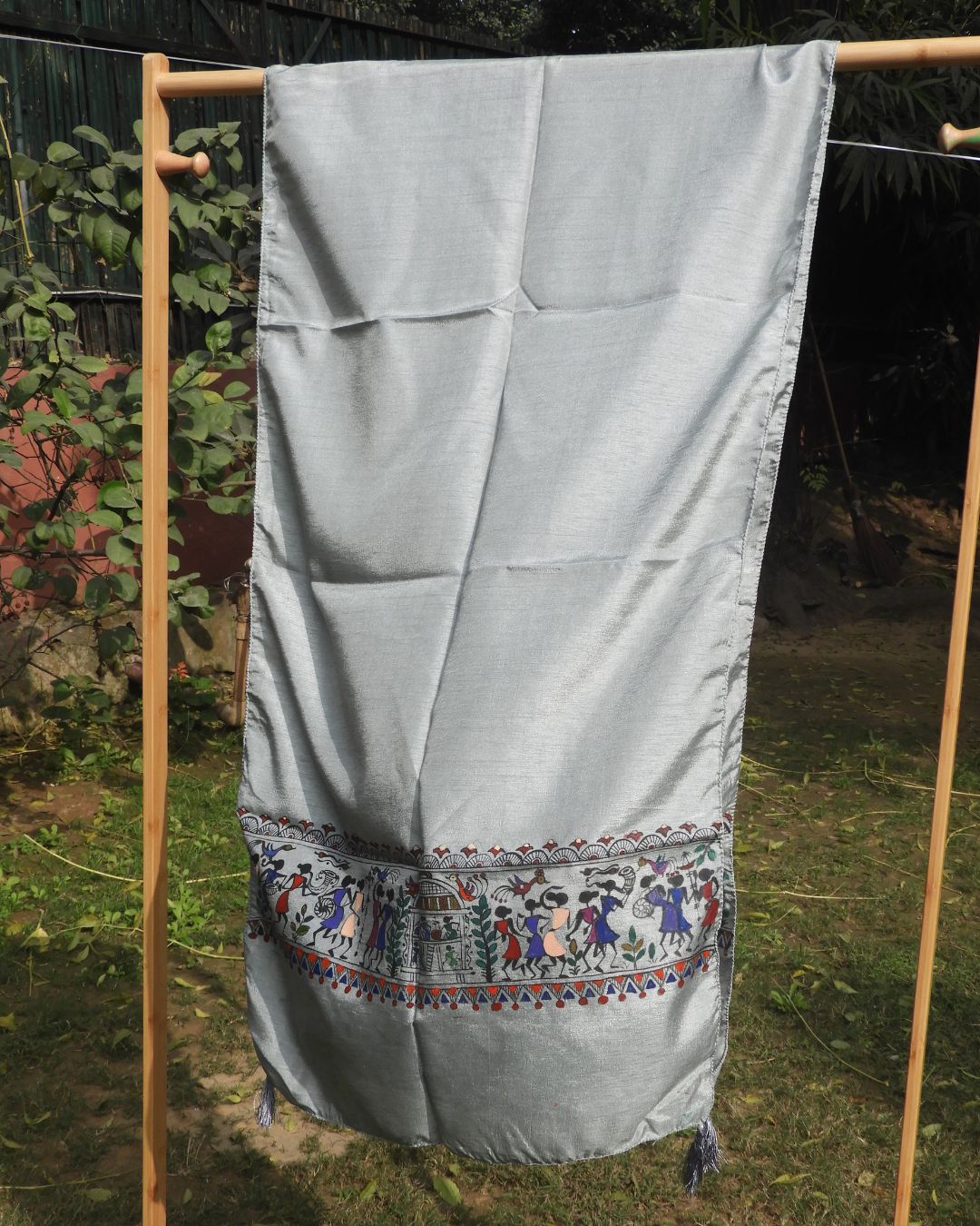 Grey Worli Stole (Dola Silk)
