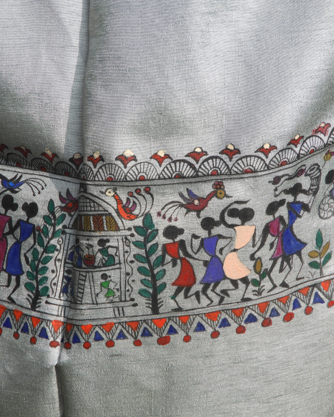 Grey Worli Stole (Dola Silk)