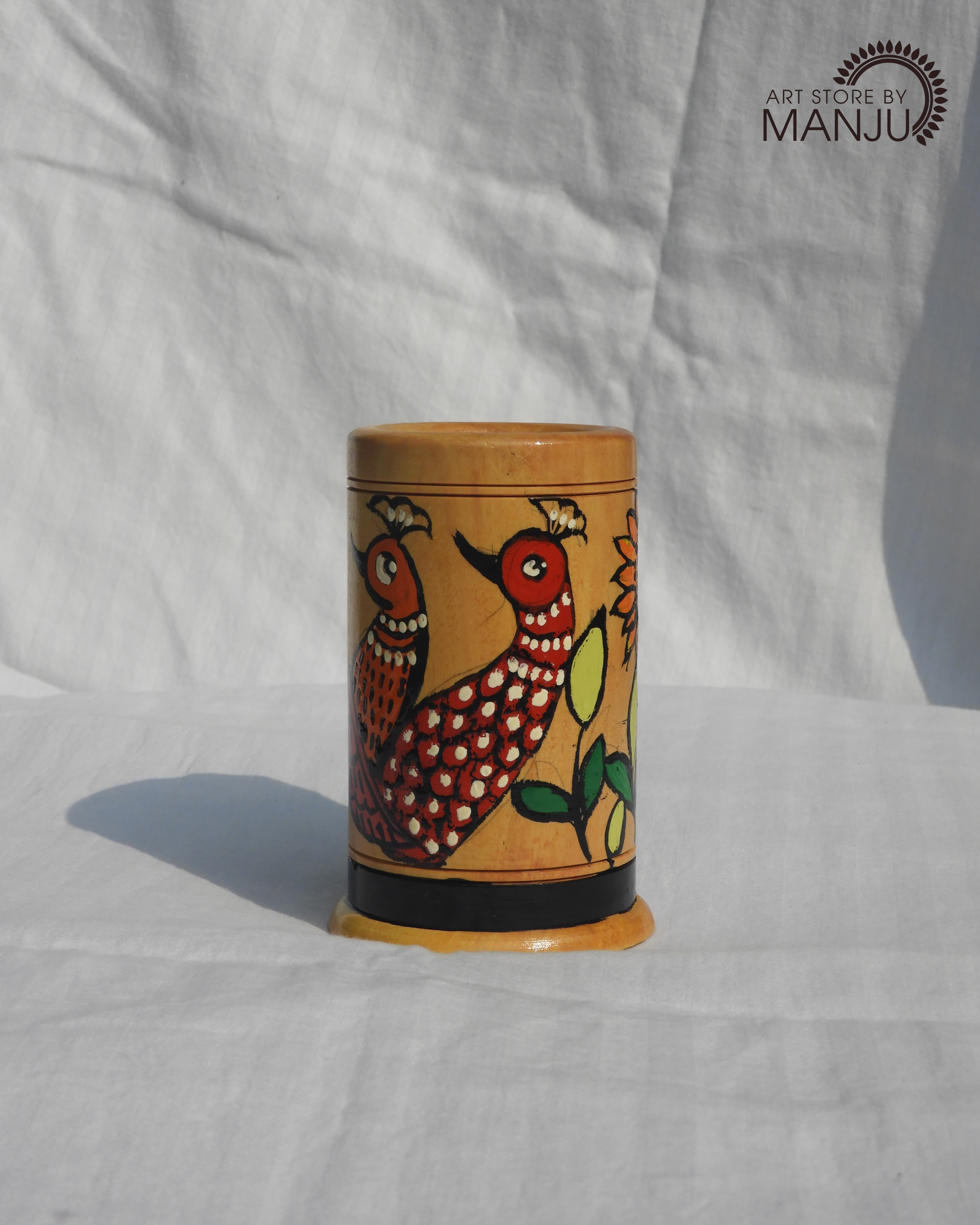 Madhubani Wooden Pen Stand