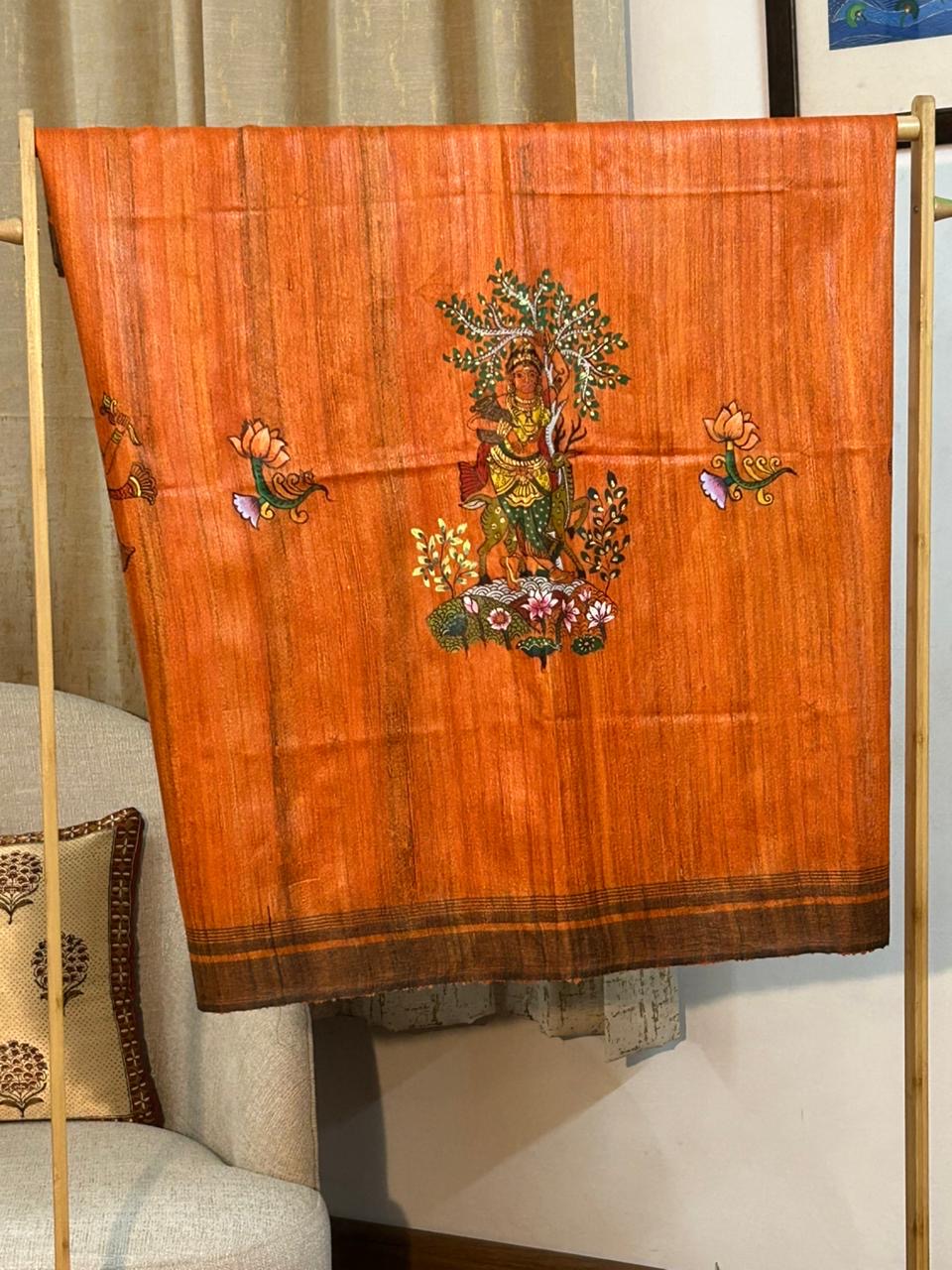 Ghicha Silk Dupatta  Orange colour