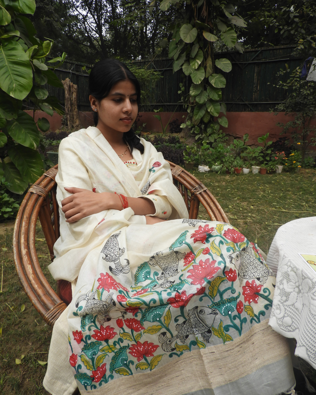 Pattachitra Nelumbo Tussar Silk Dupatta