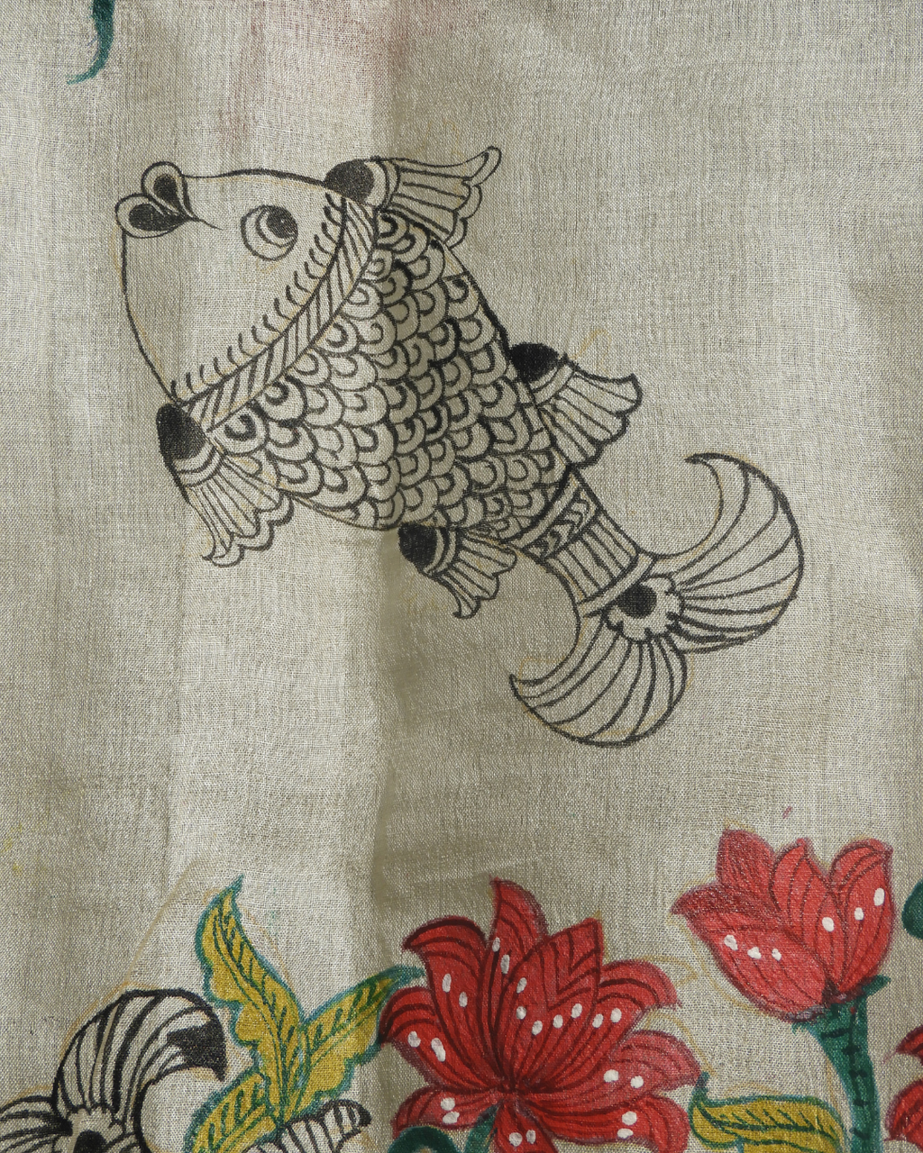 Pattachitra Nelumbo Tussar Silk Dupatta
