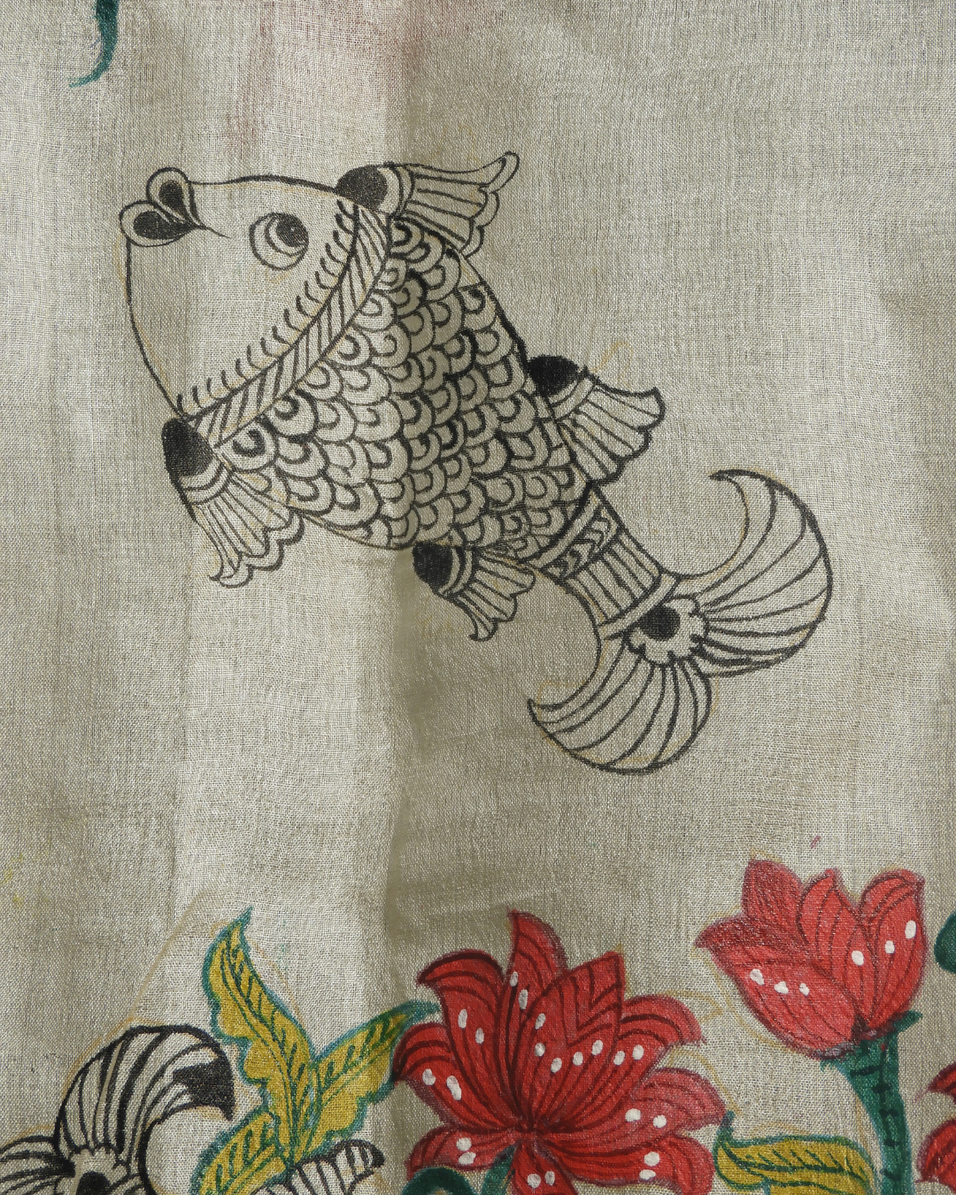 Pattachitra Nelumbo Tussar Silk Dupatta