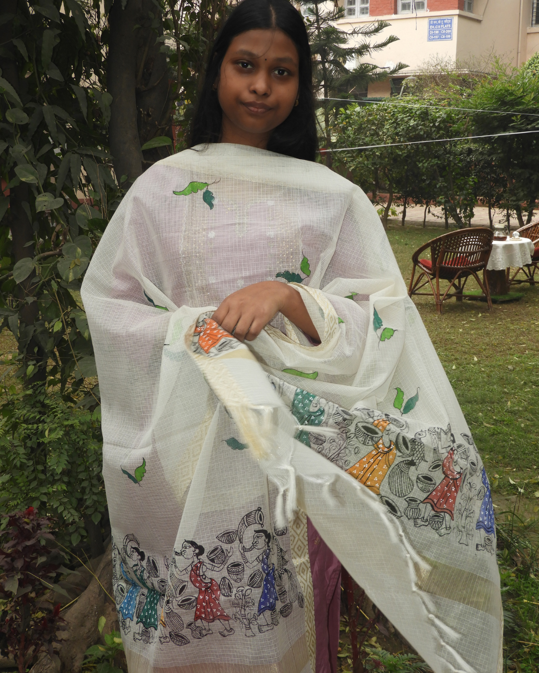 Santhal Tribal Women Dupatta | Kota Cotton