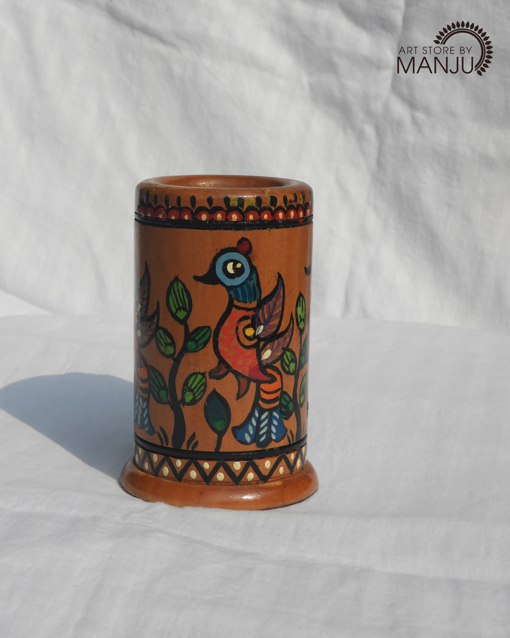 Madhubani Wooden Pen Stand