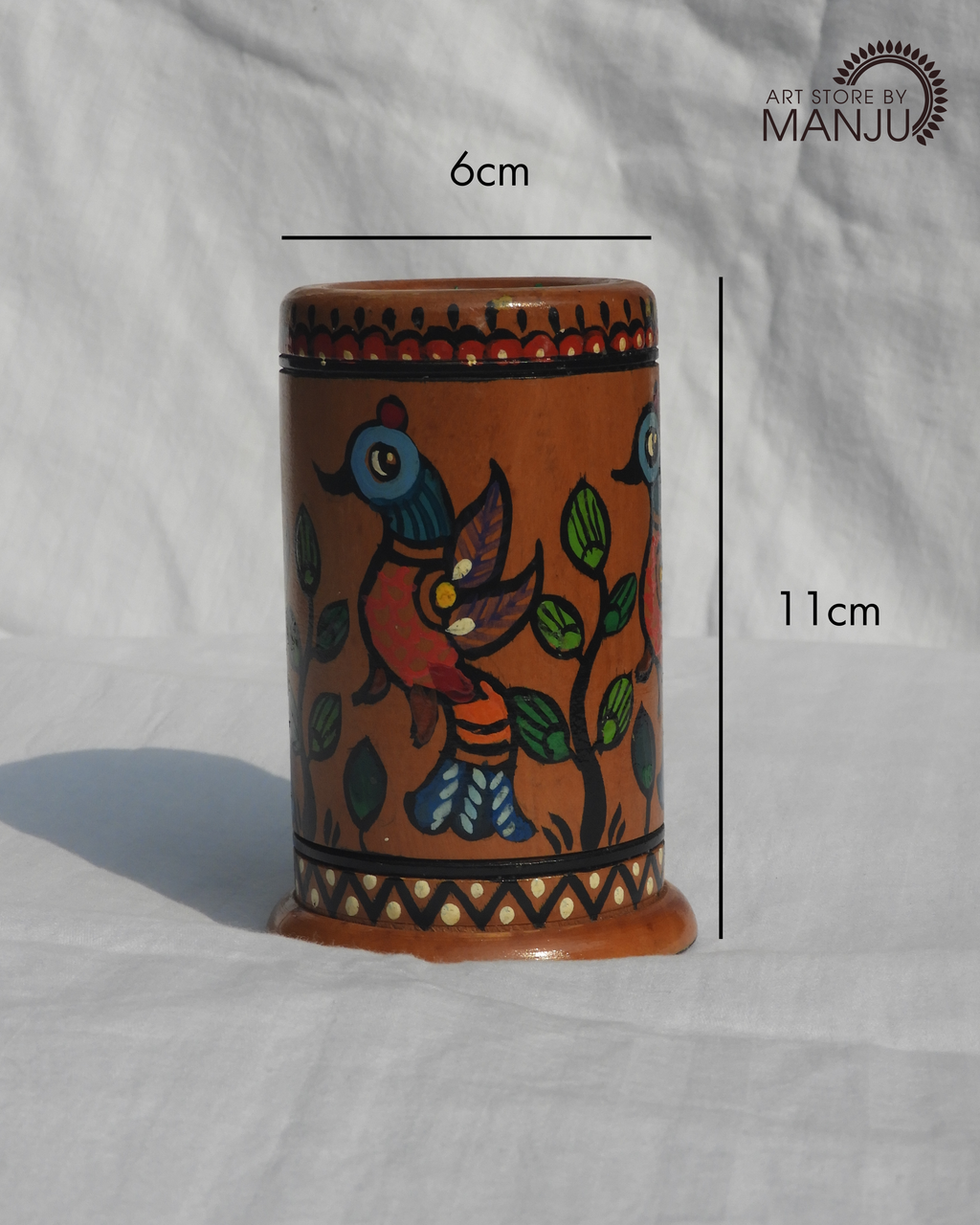 Madhubani Wooden Pen Stand