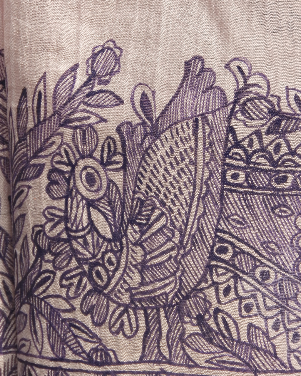 Violet Madhubani Stole (Cotton Silk)