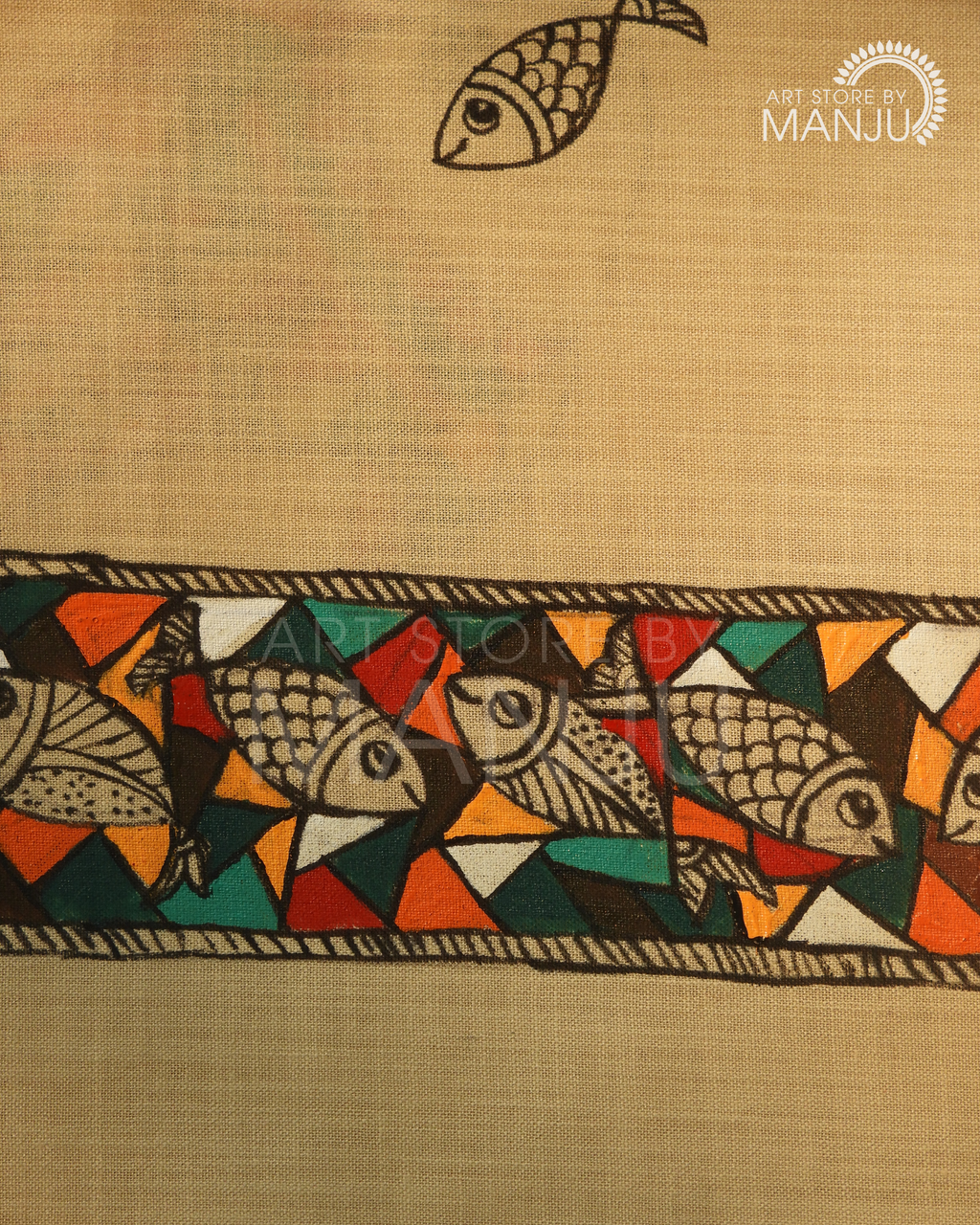 Gond Rangeen Macchli Blouse (unstitched)