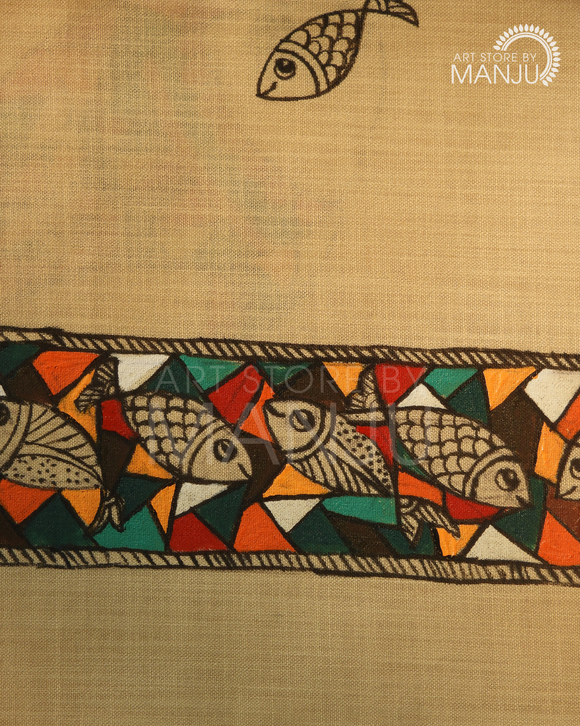 Gond Rangeen Macchli Blouse (unstitched)