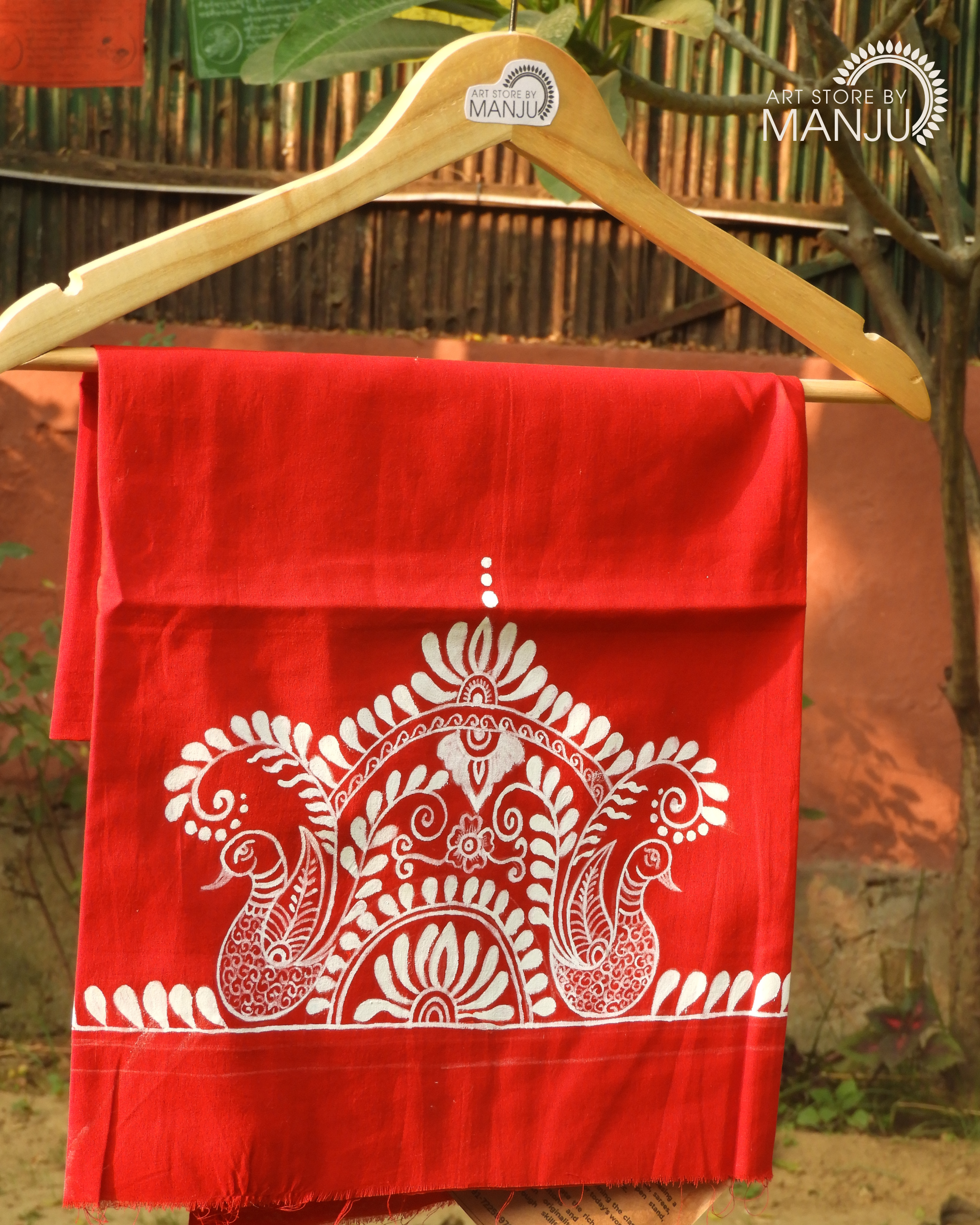 Alpona Red Blouse with sleeves (Unstitched)