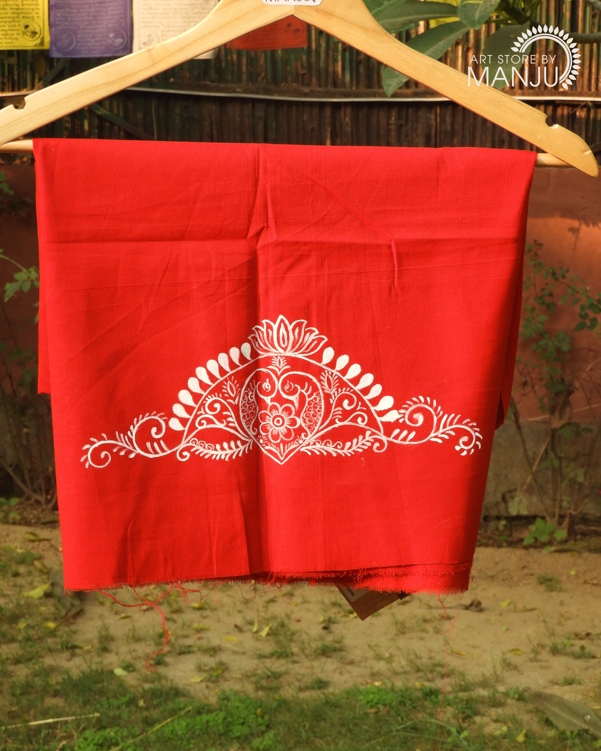 Alpona Red Blouse with sleeves (Unstitched)