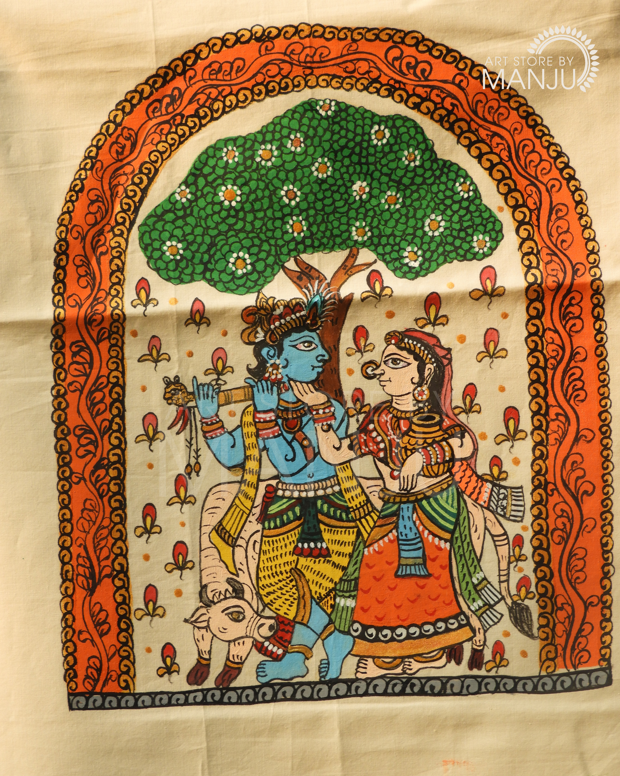Patta Chitra Krishna Radha Flute Blouse