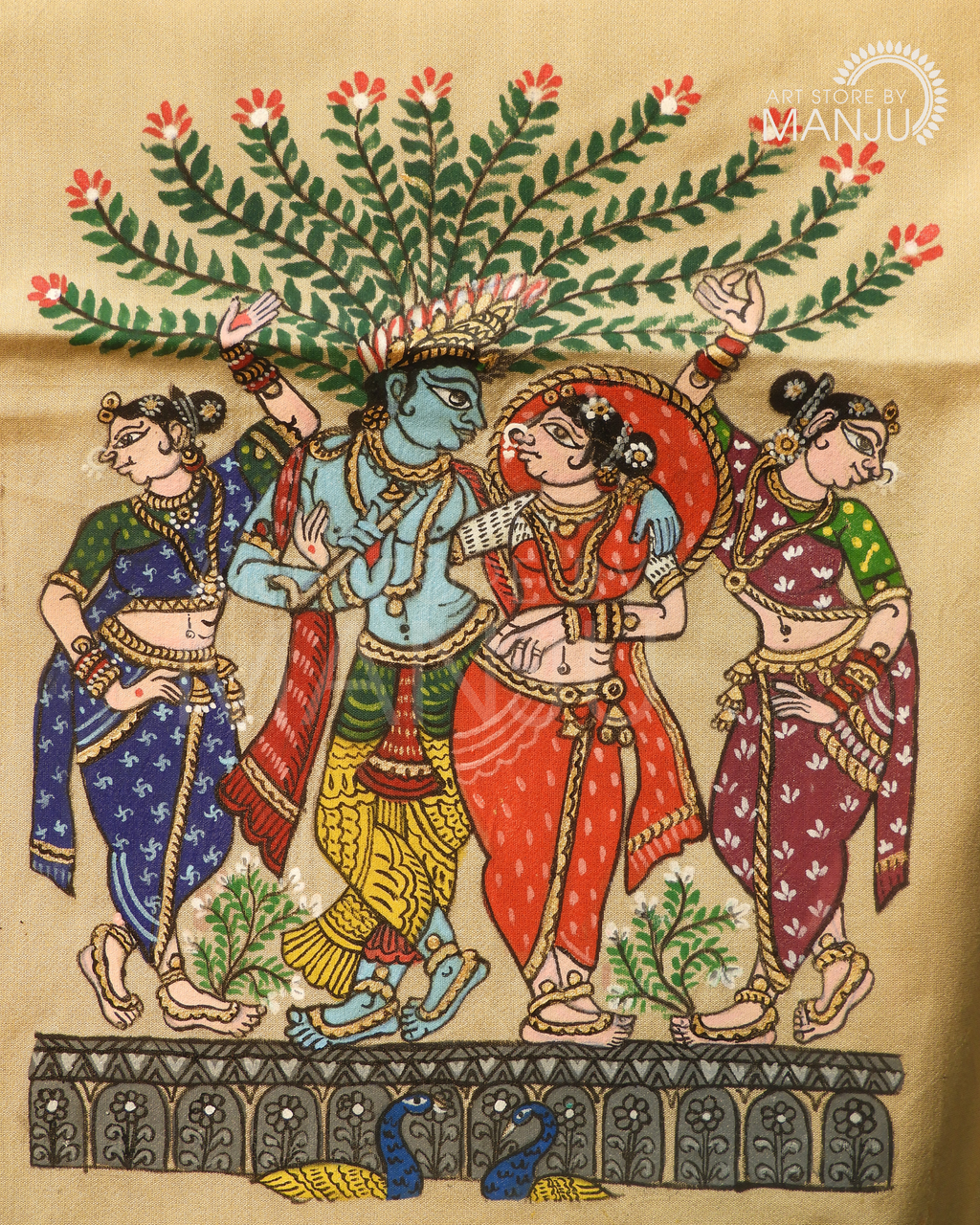 Patta Chitra Krishna Radha Blouse (Unstitched)