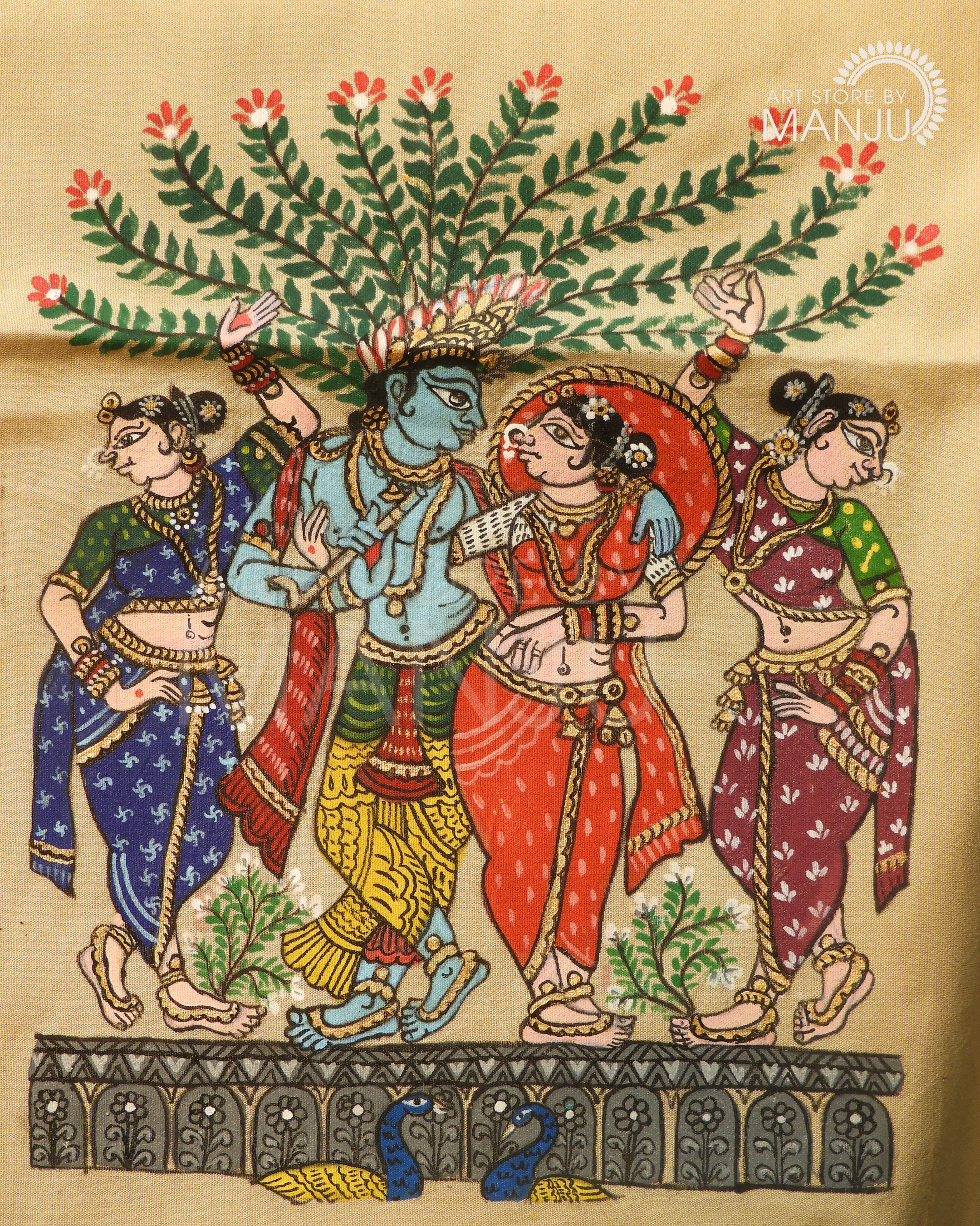 Patta Chitra Krishna Radha Blouse (Unstitched)
