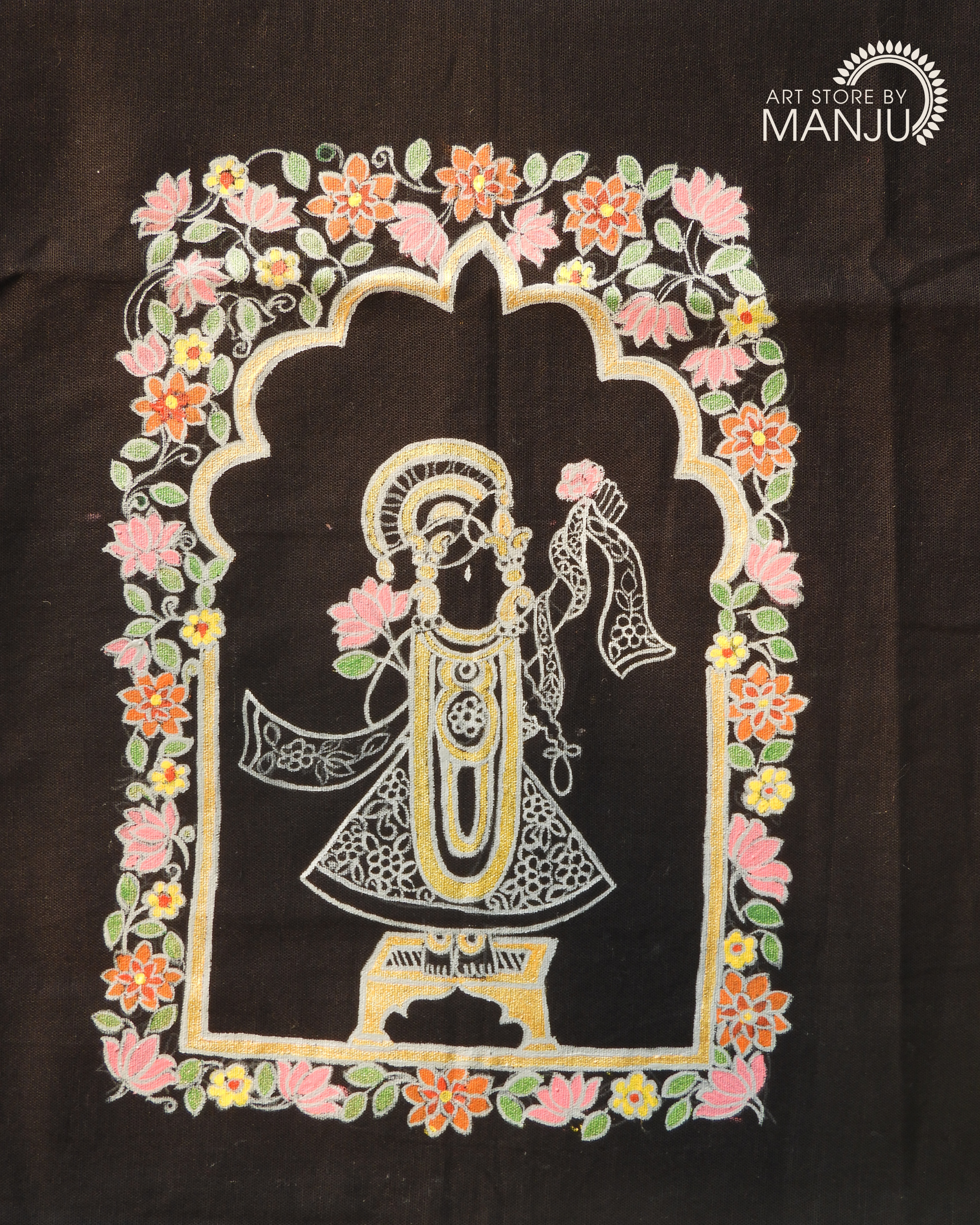Pichwai Black Blouse (Unstitched)