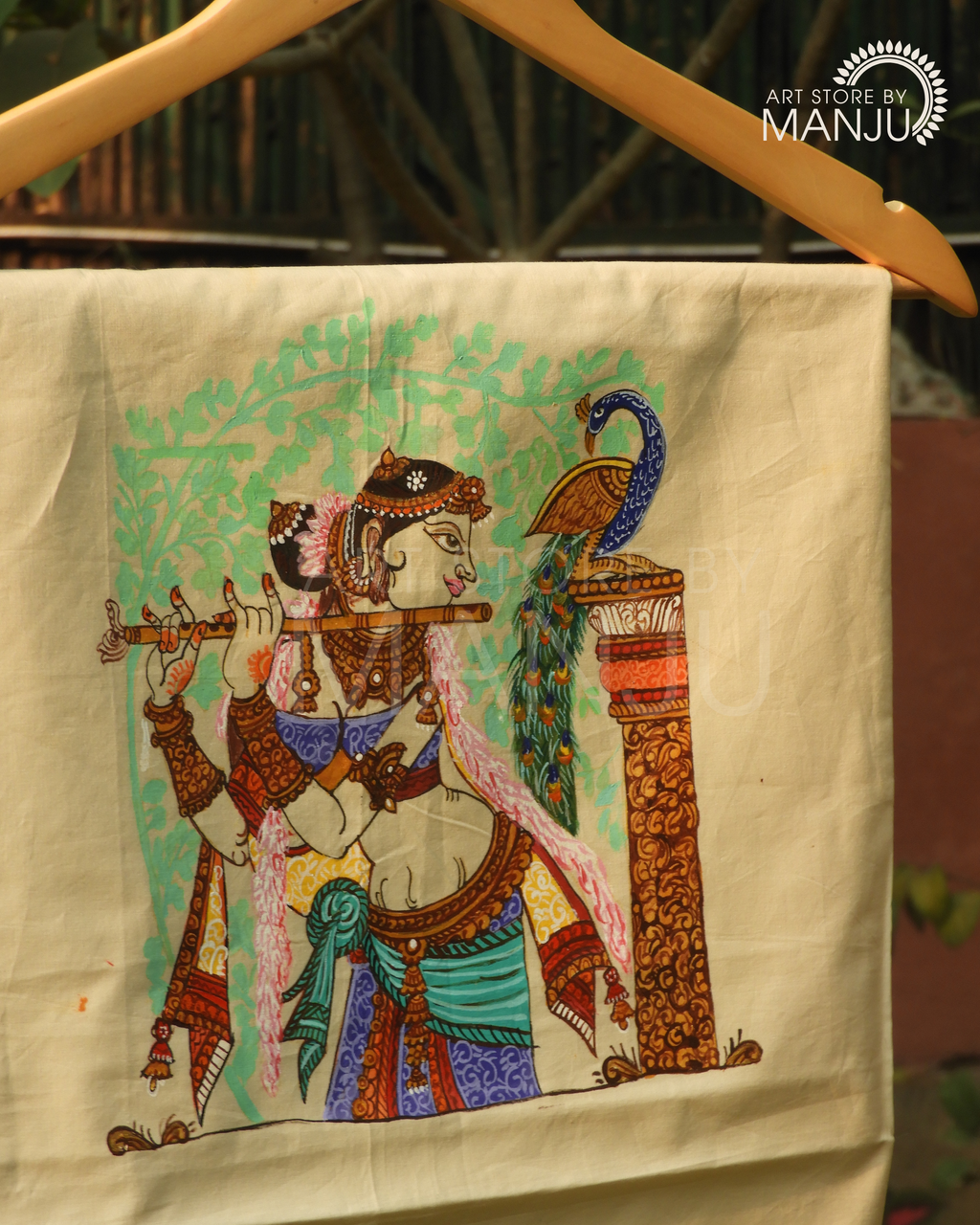 Patta Chitra Flute Player Blouse (unstitched)