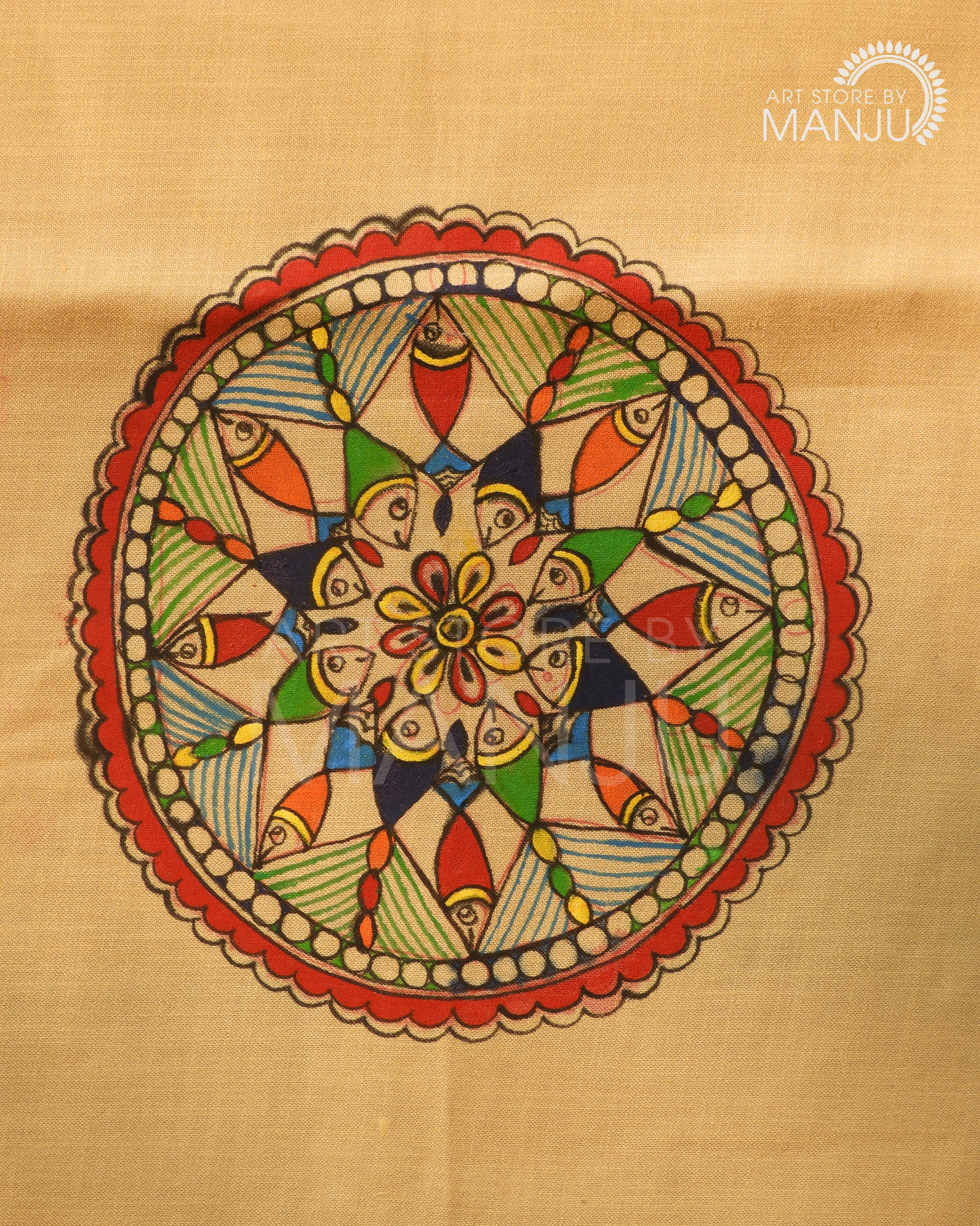 Madhubani Fish Mandala Blouse (Unstitched)