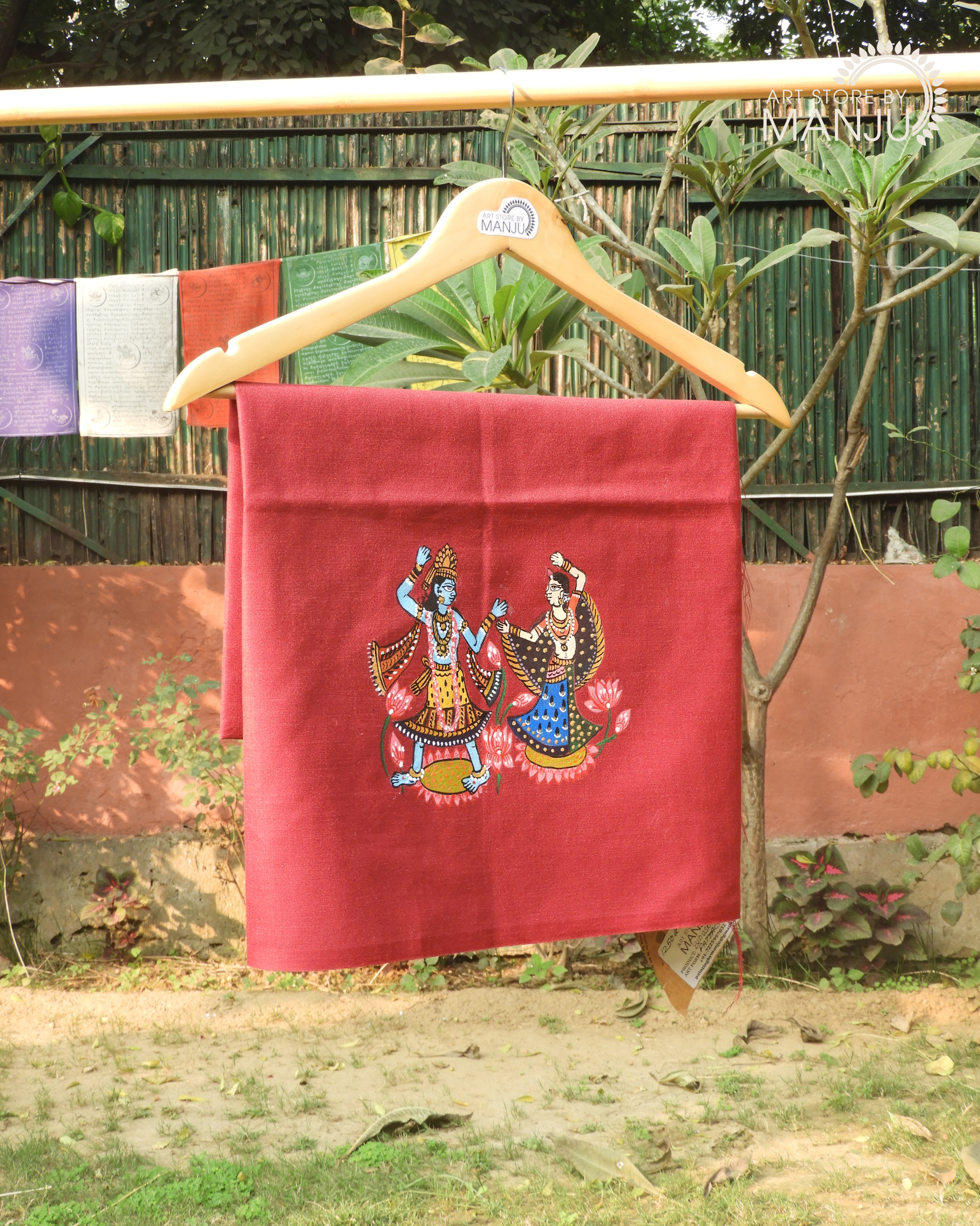Dancing Radha Krishna Patta Chitra Blouse (Unstitched)
