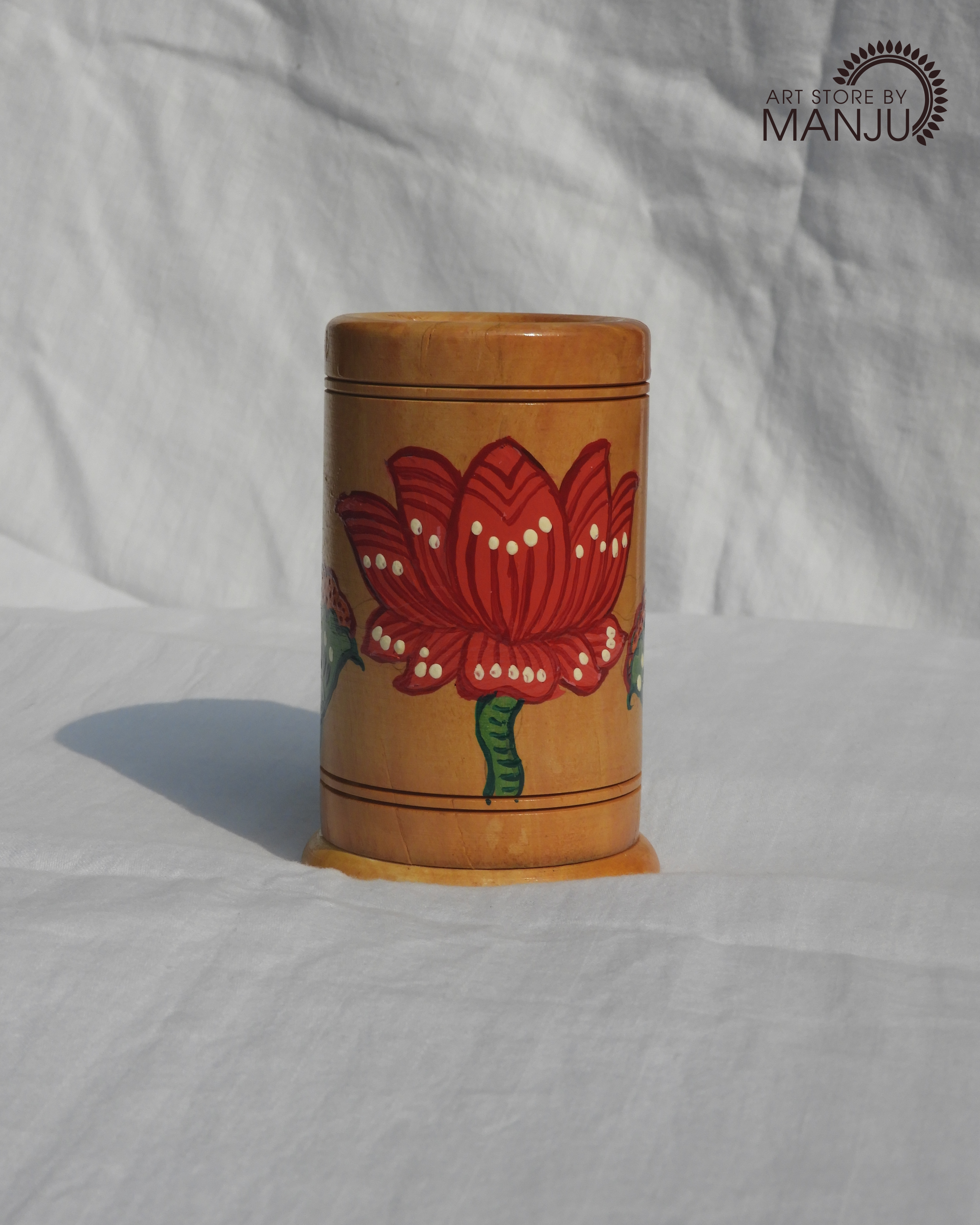Pattachitra Wooden Pen Stand