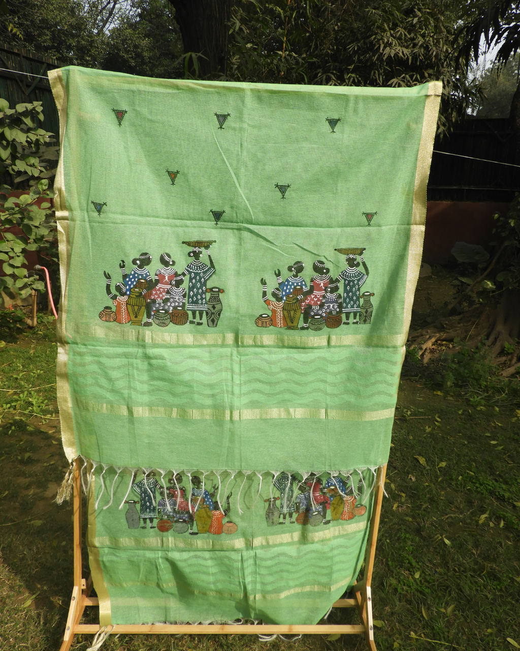 Green Hand-Painted Masai Dupatta