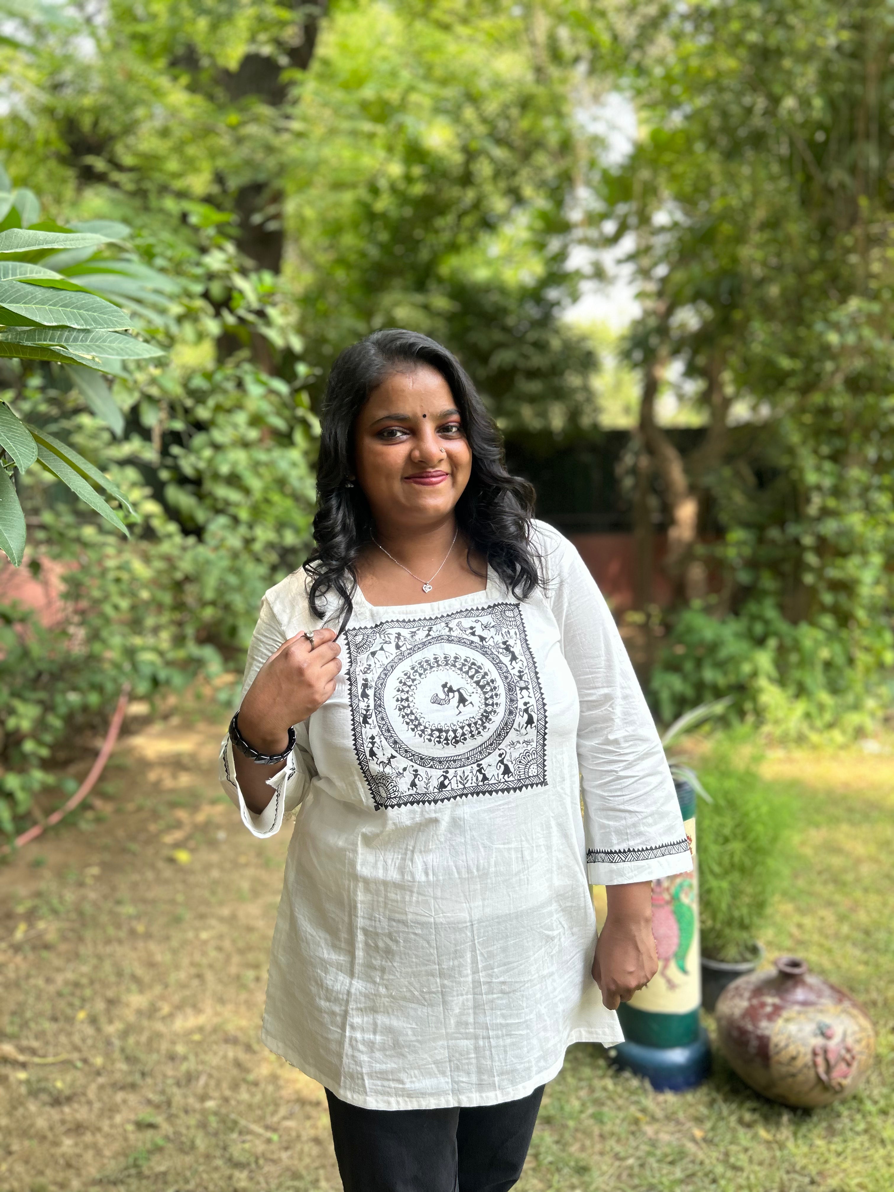 Warli Hand-Painted Ethnic Kurti