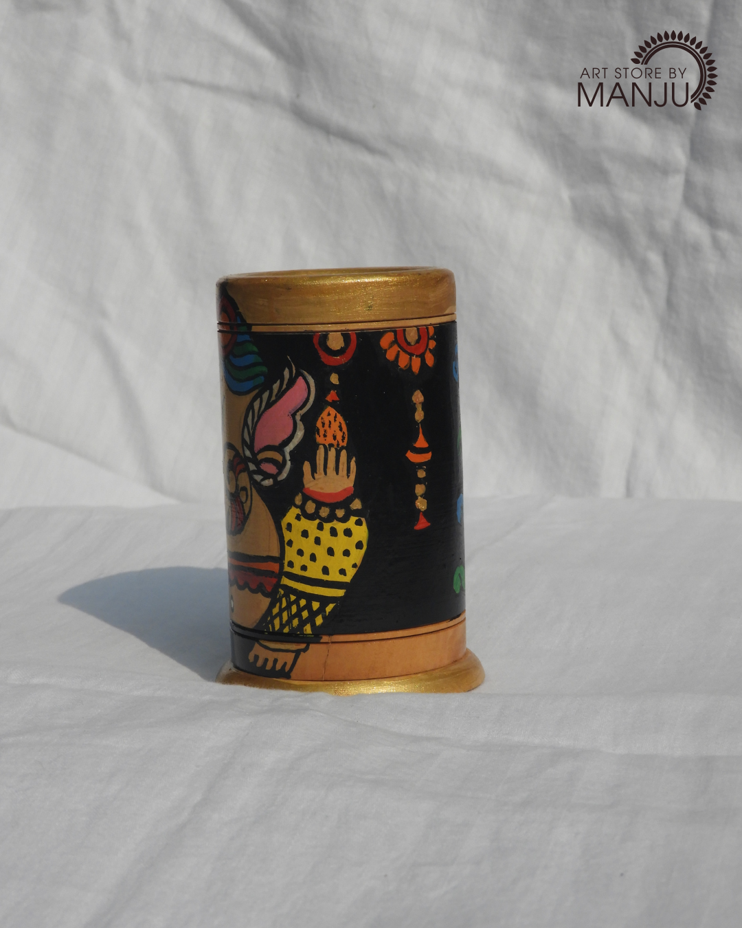 Ganeshji Madhubani Wooden Pen Stand