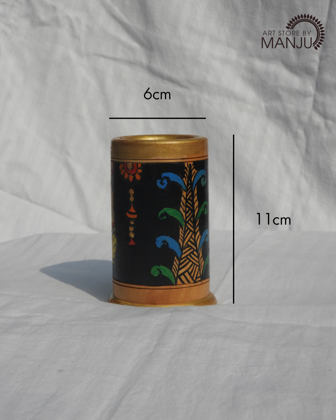 Ganeshji Madhubani Wooden Pen Stand