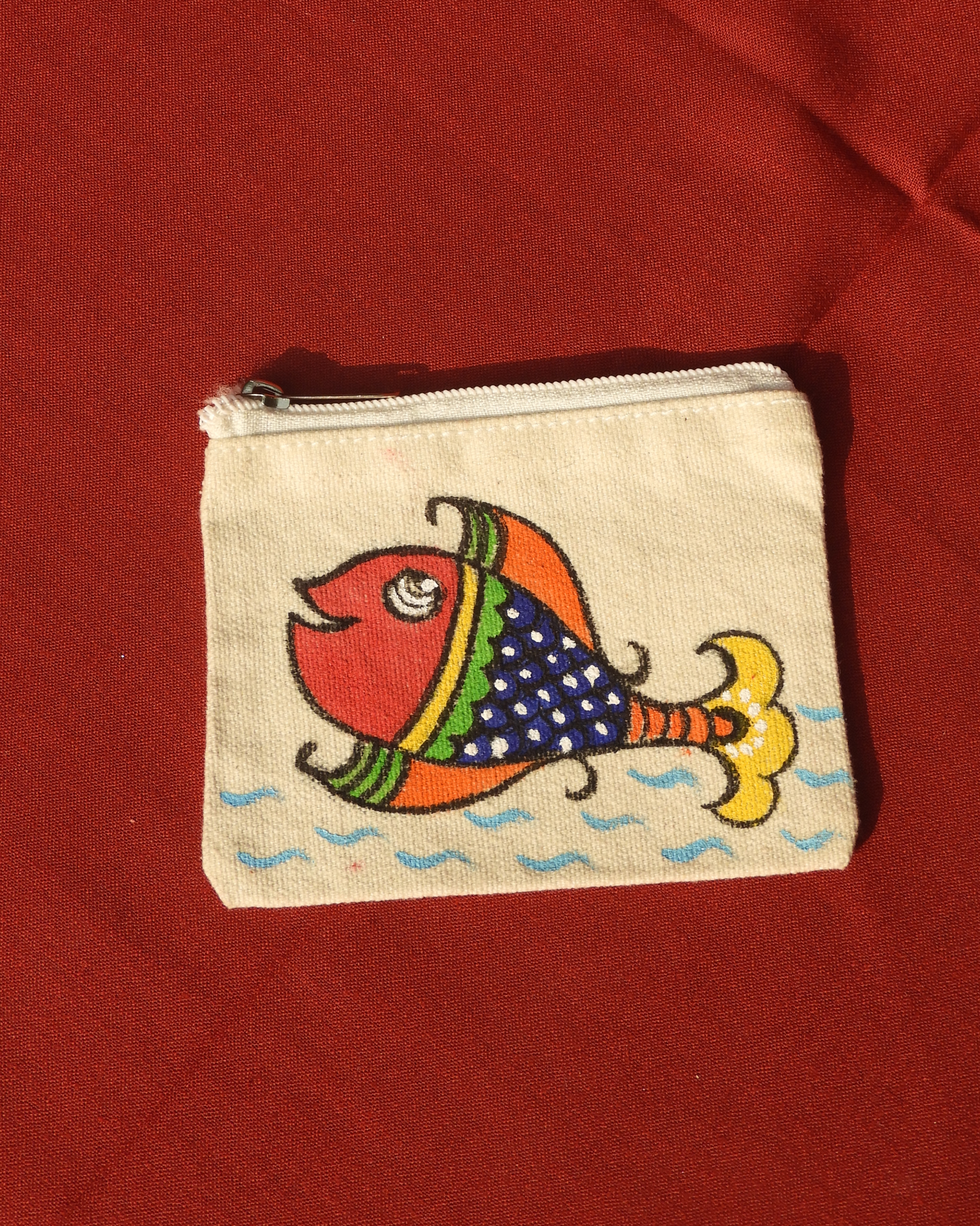 Madhubani Single Fish Pouch