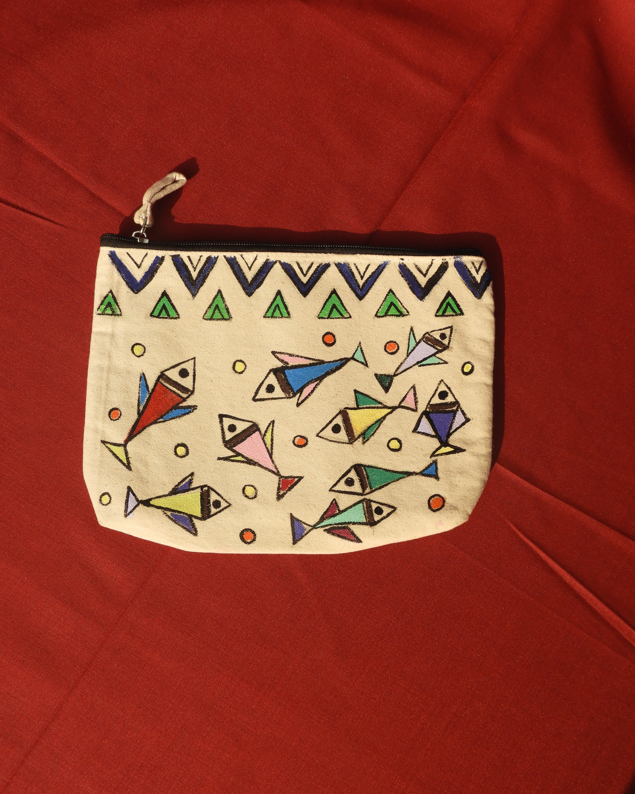 Madhubani School of Fish Pouch