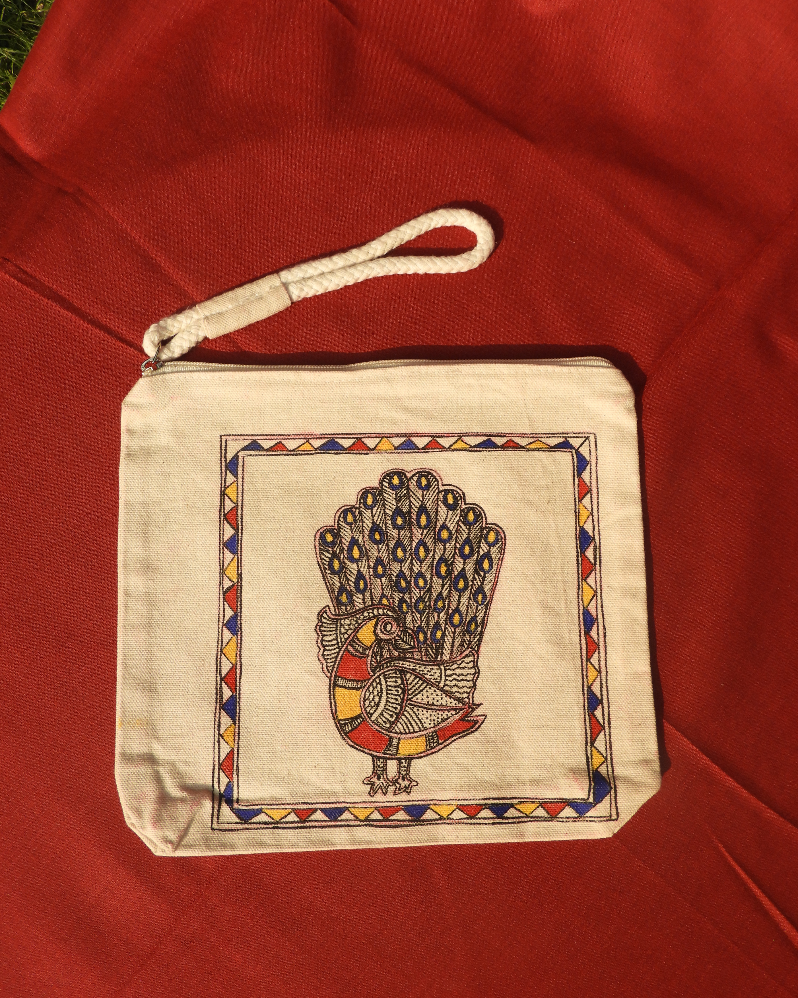 Gond Serpentine Peacock Pouch