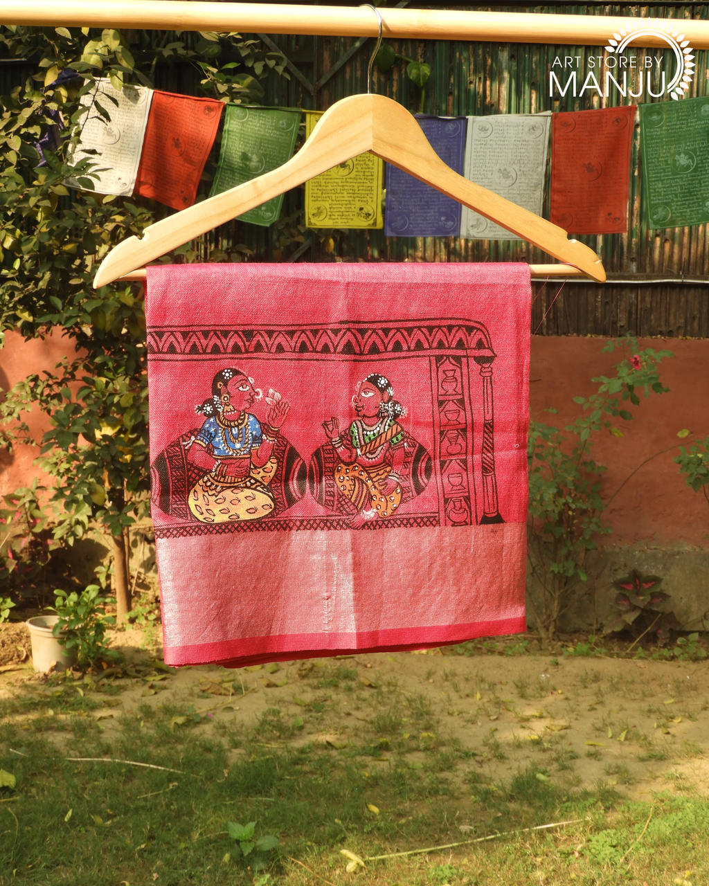 Yellow Cotton Saree and Magenta Blouse (Unstitched)