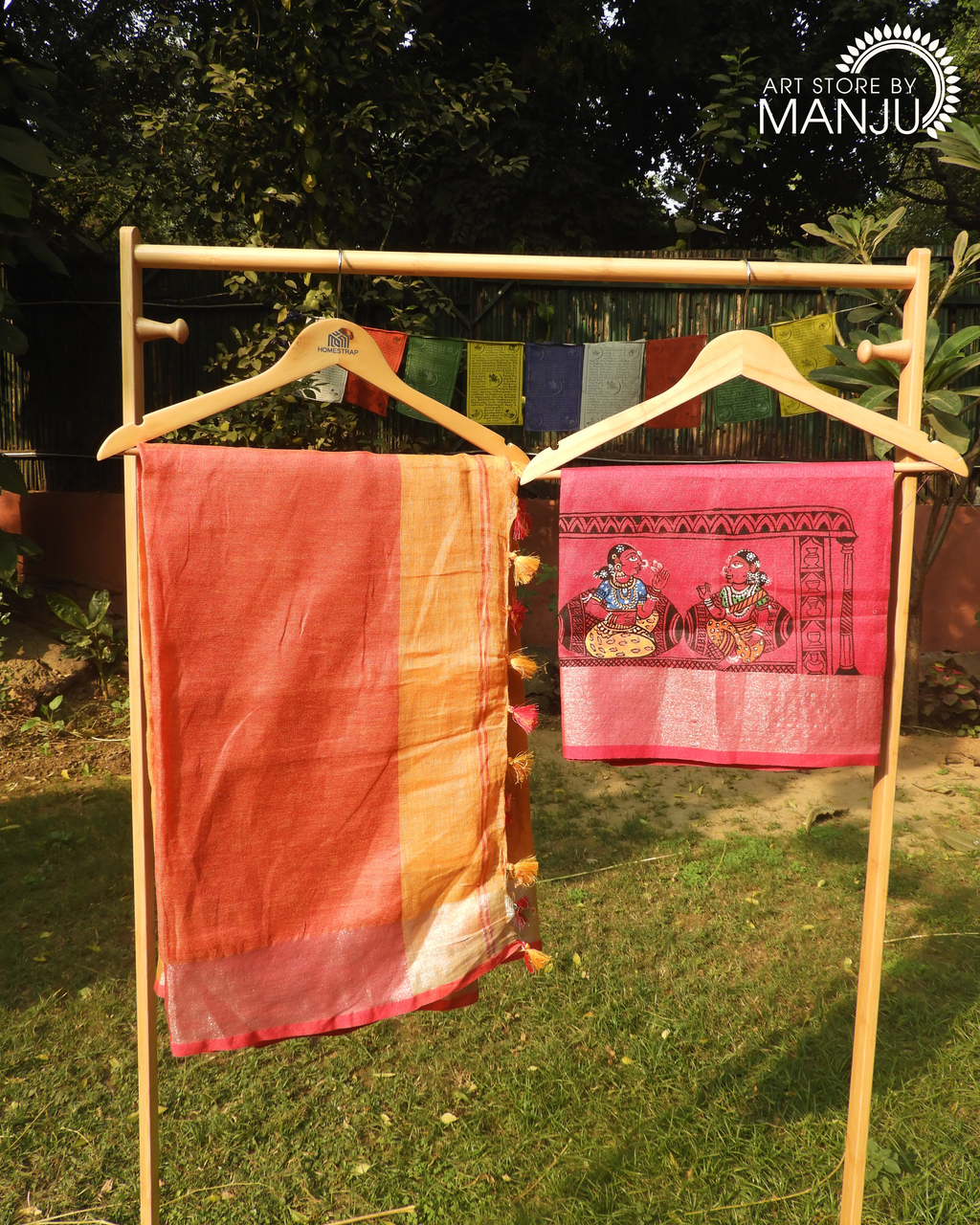 Yellow Cotton Saree and Magenta Blouse (Unstitched)