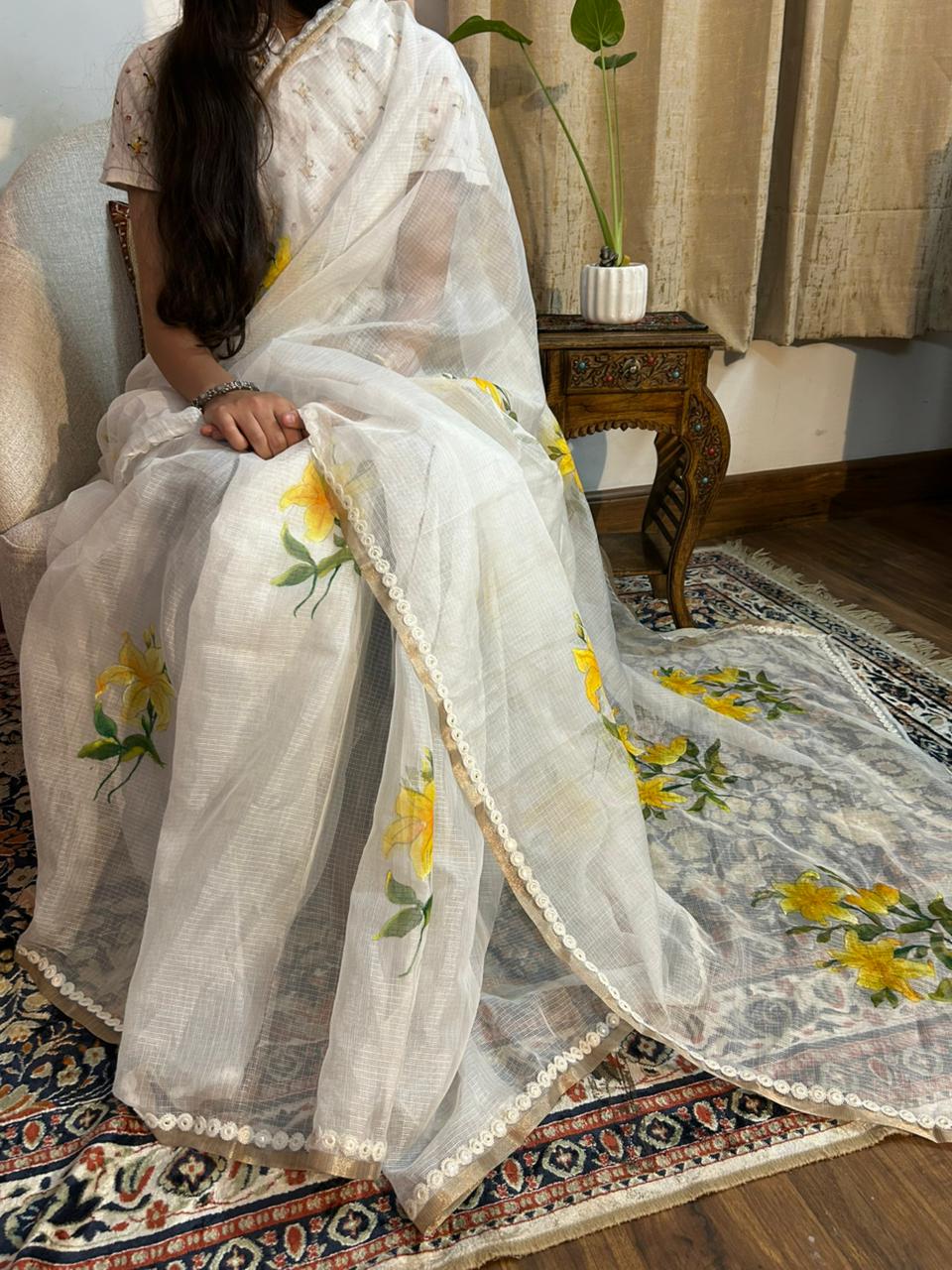 Rapunzel Flower Kota Cotton Saree