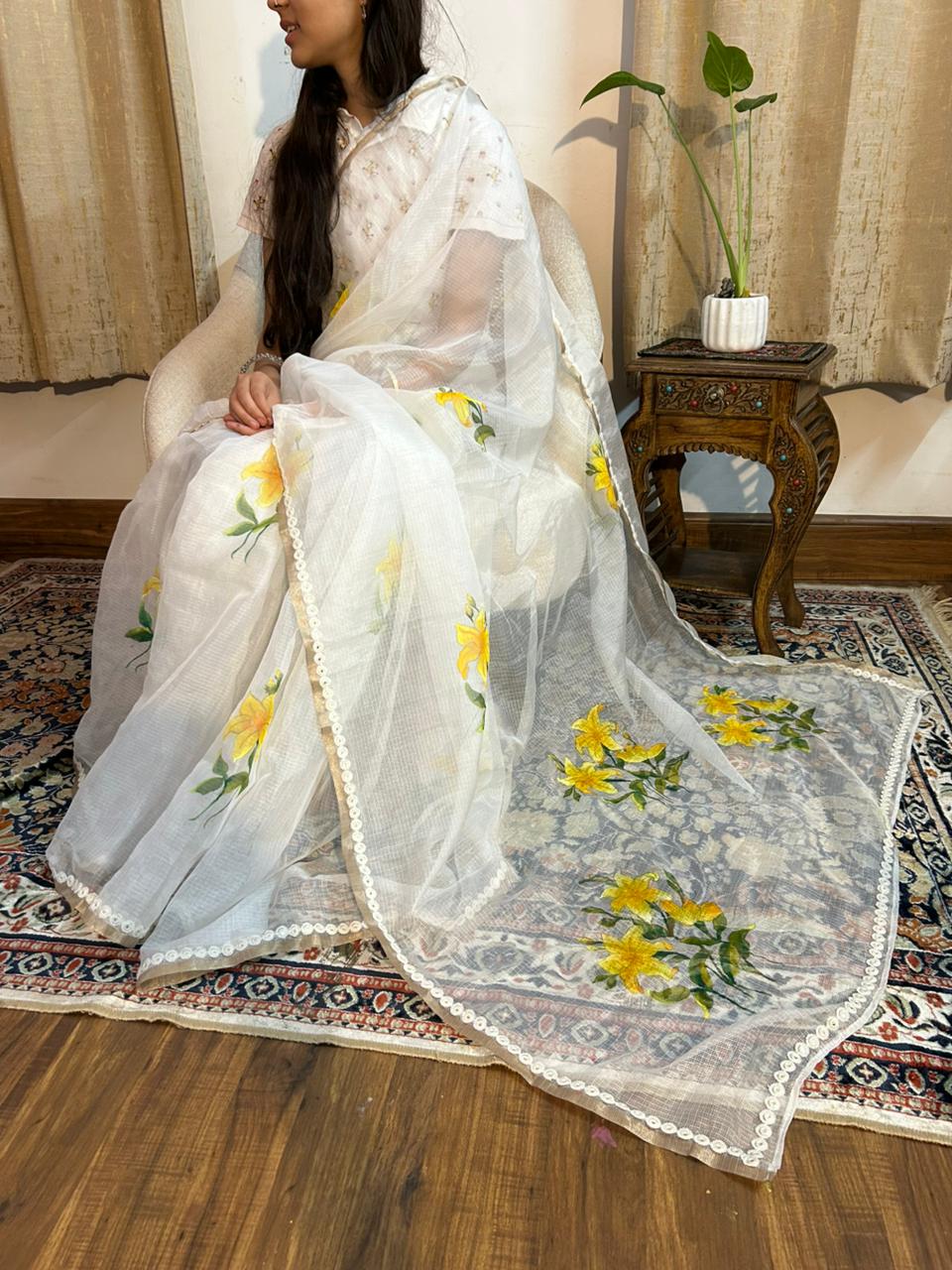 Rapunzel Flower Kota Cotton Saree