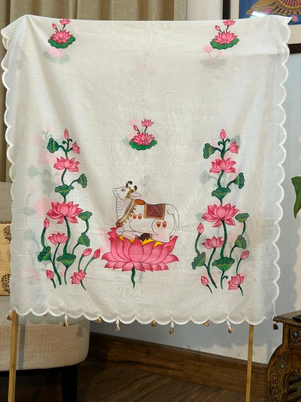 Mul Cotton Dupatta  White Colour (tassels hanged)