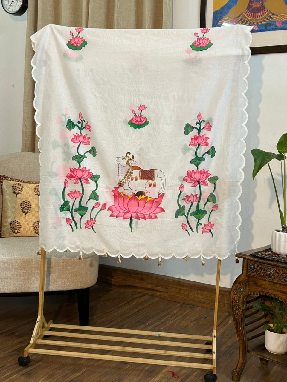 Mul Cotton Dupatta  White Colour (tassels hanged)