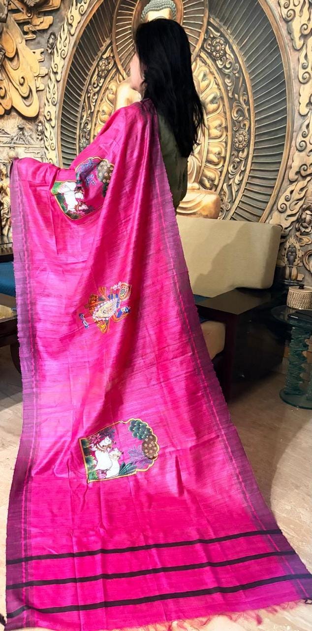 Ghicha  Silk dupatta  Magenta Colour