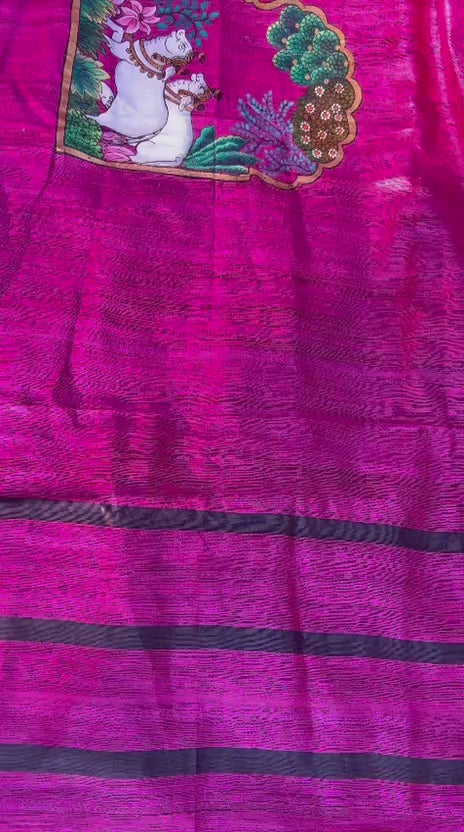 Ghicha  Silk dupatta  Magenta Colour