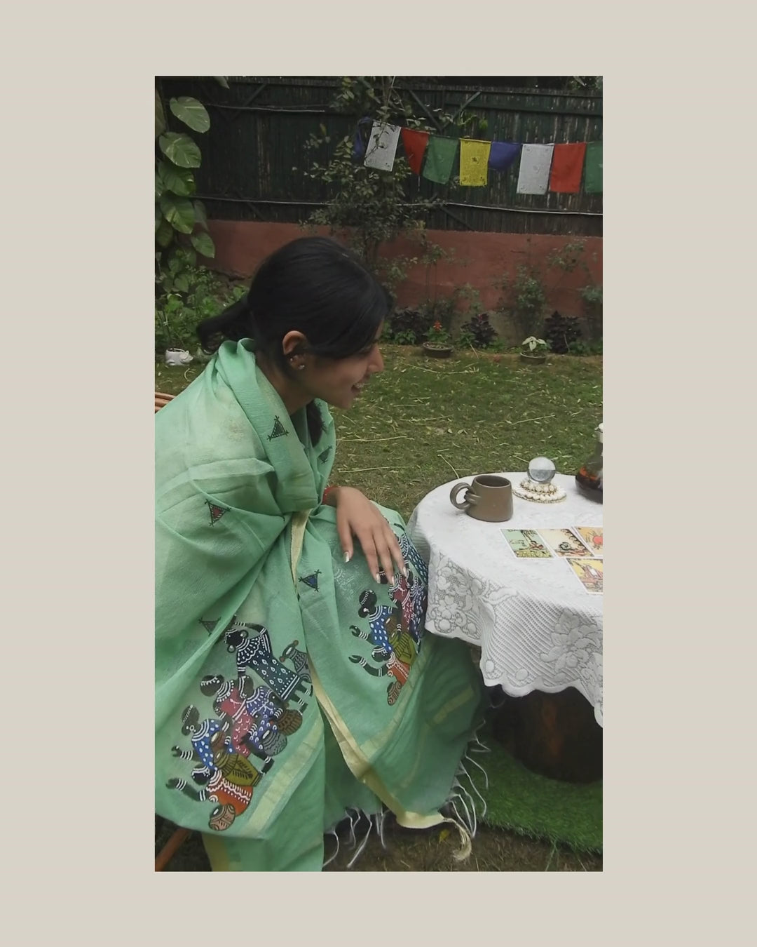 Green Hand-Painted Masai Dupatta